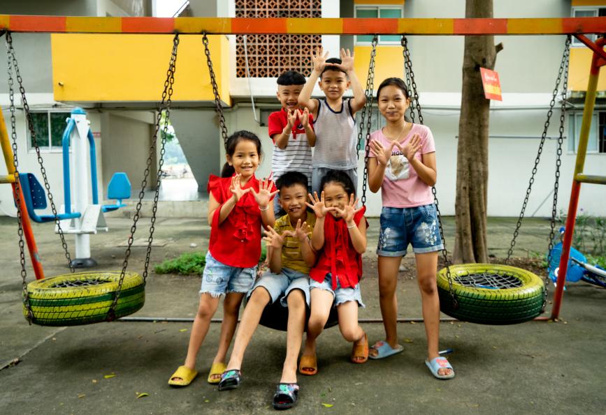 children on swing